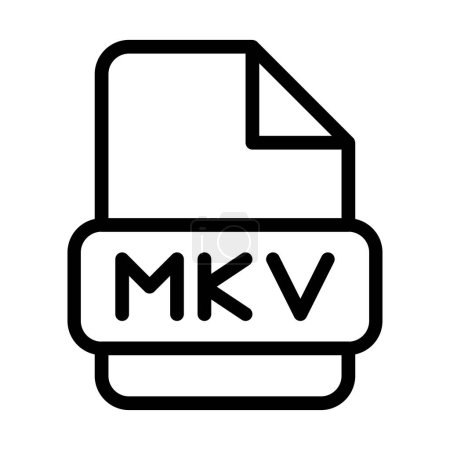 Mkv-Dateisymbol. Typ Dateien Umrisse Symboldesign, Symbole Formattyp Daten unterzeichnen. Vektorillustration.