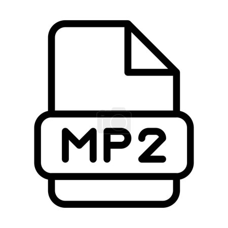 Icône de fichier Mp2. Type Fichiers Signez le symbole de contour Conception, icônes Format Type de données. Illustration vectorielle.