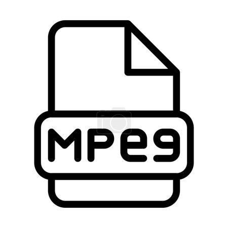 Mpeg File Icon. Typ Dateien Umrisse Symboldesign, Symbole Formattyp Daten unterzeichnen. Vektorillustration.