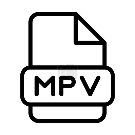 Mpv-Dateisymbol. Typ Dateien Umrisse Symboldesign, Symbole Formattyp Daten unterzeichnen. Vektorillustration.