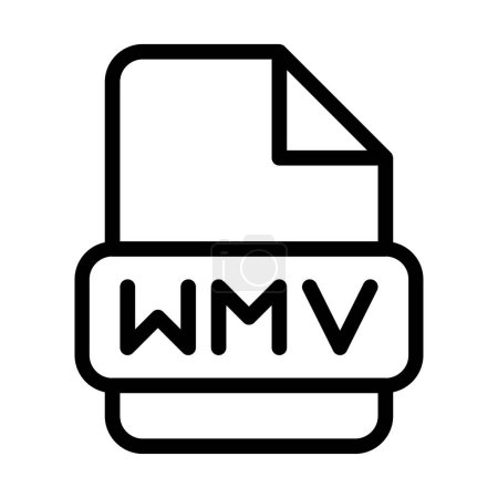 Wmv-Dateisymbol. Typ Dateien Umrisse Symboldesign, Symbole Formattyp Daten unterzeichnen. Vektorillustration.