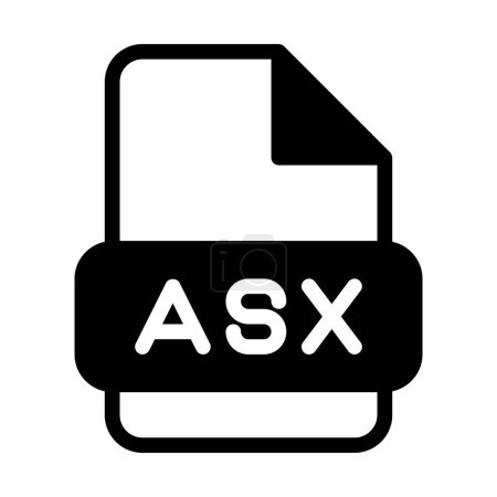 Asx Dateiformat Video-Symbole. Web-Dateien Etikett-Symbol. Vektorillustration.
