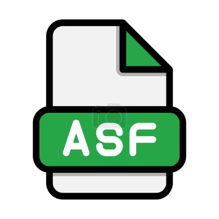 Illustration for Asf file icons. Flat file extension. icon video format symbols. Vector illustration. can be used for website interfaces, mobile applications and software - Royalty Free Image