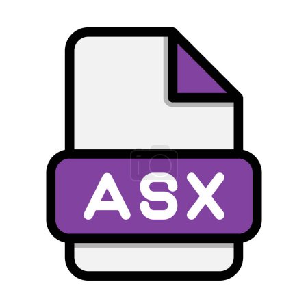 Asx Dateisymbole. Flat file extension. Symbole im Videoformat. Vektorillustration. kann für Webseiten-Schnittstellen, mobile Anwendungen und Software verwendet werden
