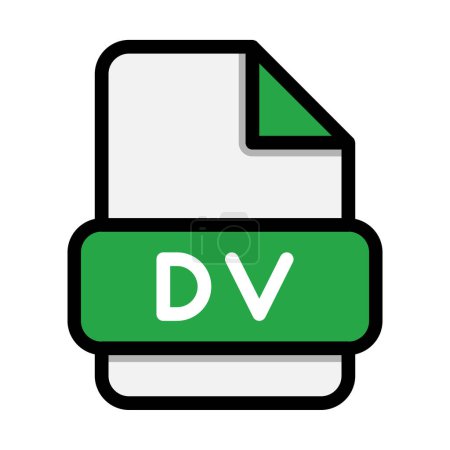 Symbole für Dv-Dateien. Flat file extension. Symbole im Videoformat. Vektorillustration. kann für Webseiten-Schnittstellen, mobile Anwendungen und Software verwendet werden
