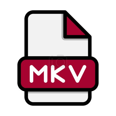 Mkv file icons. Flat file extension. icon video format symbols. Vector illustration. can be used for website interfaces, mobile applications and software