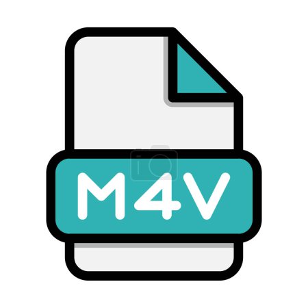 Illustration for M4v file icons. Flat file extension. icon video format symbols. Vector illustration. can be used for website interfaces, mobile applications and software - Royalty Free Image