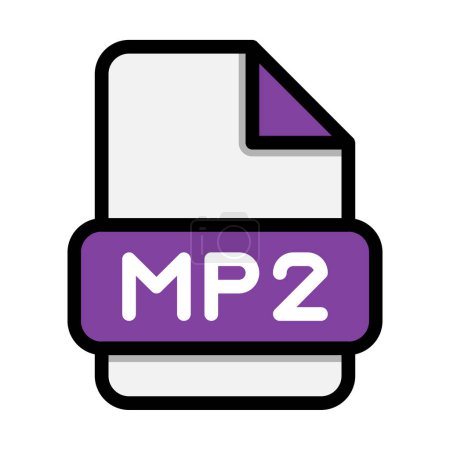 MP2-Dateisymbole. Flat file extension. Symbole im Videoformat. Vektorillustration. kann für Webseiten-Schnittstellen, mobile Anwendungen und Software verwendet werden