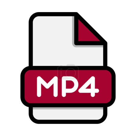 MP4-Dateisymbole. Flat file extension. Symbole im Videoformat. Vektorillustration. kann für Webseiten-Schnittstellen, mobile Anwendungen und Software verwendet werden