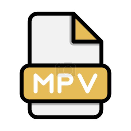 Mpv-Datei-Symbole. Flat file extension. Symbole im Videoformat. Vektorillustration. kann für Webseiten-Schnittstellen, mobile Anwendungen und Software verwendet werden