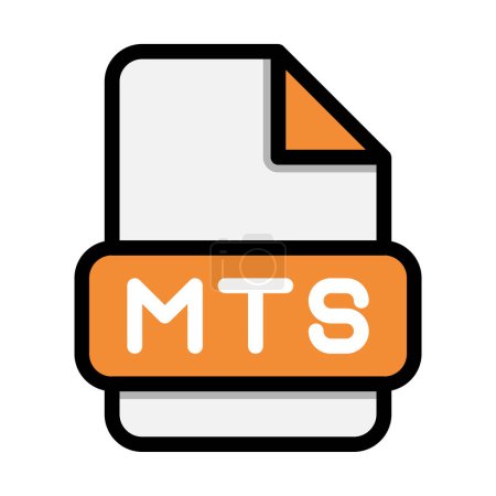Mts file icons. Flat file extension. icon video format symbols. Vector illustration. can be used for website interfaces, mobile applications and software