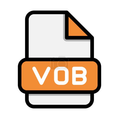 Vob-Datei-Symbole. Flat file extension. Symbole im Videoformat. Vektorillustration. kann für Webseiten-Schnittstellen, mobile Anwendungen und Software verwendet werden