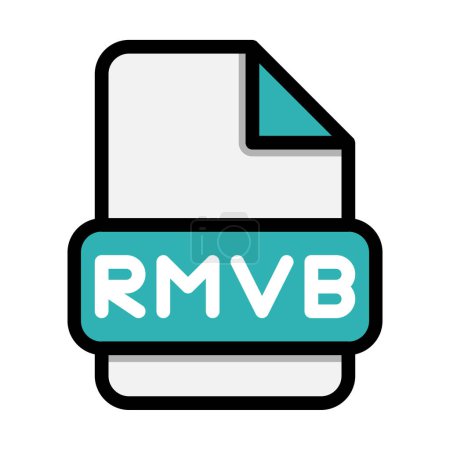Rmvb Dateisymbole. Flat file extension. Symbole im Videoformat. Vektorillustration. kann für Webseiten-Schnittstellen, mobile Anwendungen und Software verwendet werden