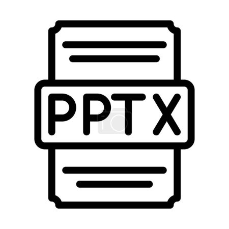 Pptx icons file type. spreadsheet files document icon with outline design. vector illustration