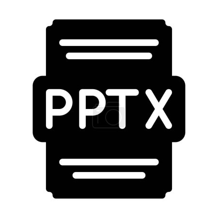 Pptx file icon solid style. Spreadsheet file type, extension, format icons. Vector Illustration