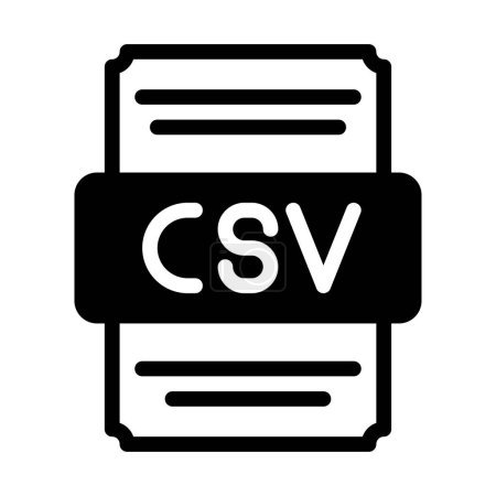 CSV spreadsheet file icon with black fill design. vector illustration.