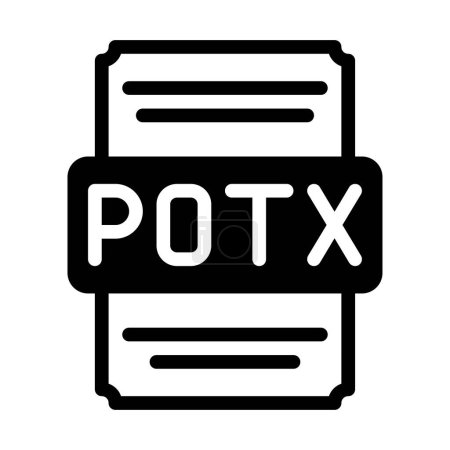 Potx spreadsheet file icon with black fill design. vector illustration.