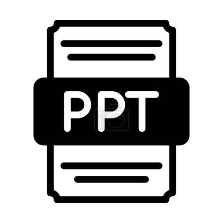 Icono de archivo de hoja de cálculo Ppt con diseño de relleno negro. ilustración vectorial.