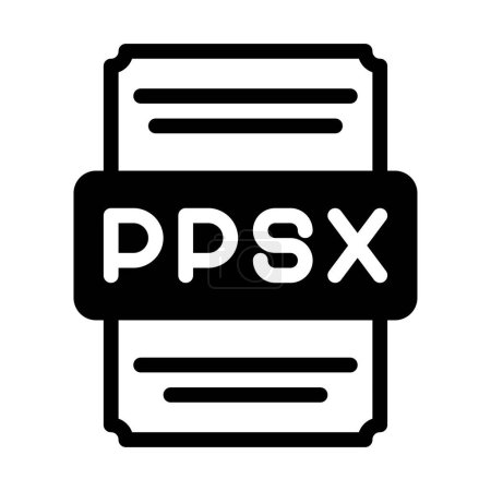 ppsx spreadsheet file icon with black fill design. vector illustration.