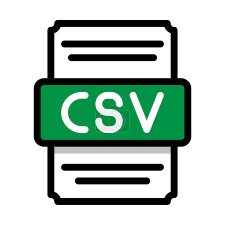 Document file format csv spreadsheet icon. with outline and color in the middle. Vector illustration