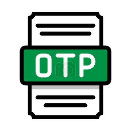 Dokument-Dateiformat OTP-Tabellenkalkulation Symbol. mit Umriss und Farbe in der Mitte. Vektorillustration