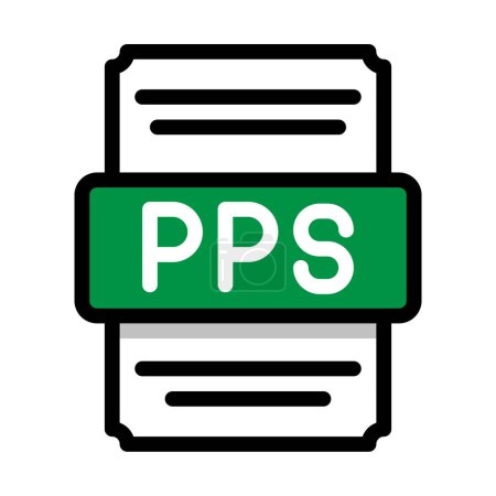 Dokument-Dateiformat Pps Tabellenkalkulation Symbol. mit Umriss und Farbe in der Mitte. Vektorillustration