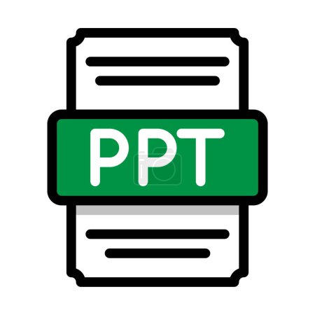 Document file format Ppt spreadsheet icon. with outline and color in the middle. Vector illustration