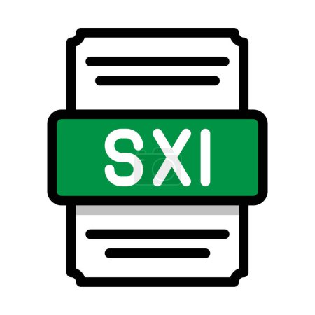 Document file format Sxi icon spreadsheet. with outline and color in the middle. Vector illustration