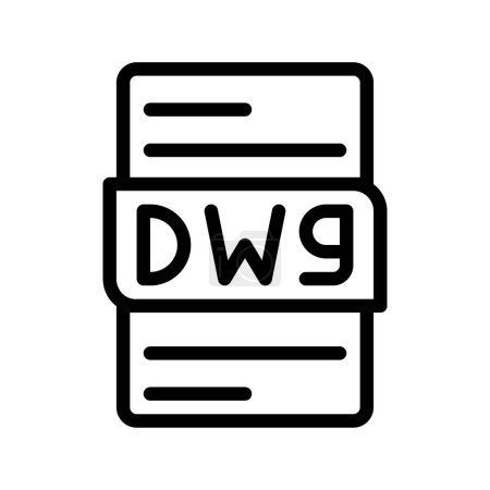Symbole des Dateityps Dwg. Dokument-Format Typ Design-Grafik-Symbol, mit Umriss-Design-Stil. Vektorillustration