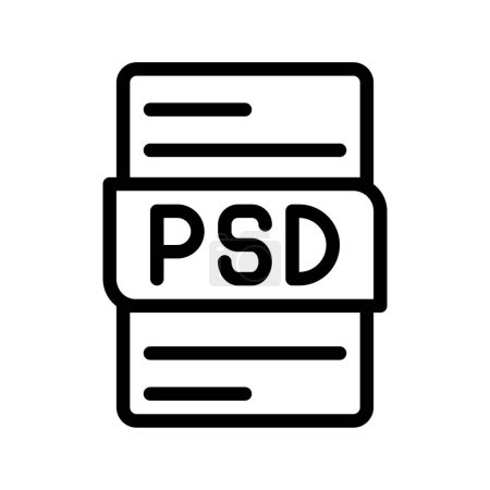 Ilustración de Iconos de tipo de archivo Psd. documento formato tipo diseño gráfico icono, con el estilo de diseño del esquema. ilustración vectorial - Imagen libre de derechos