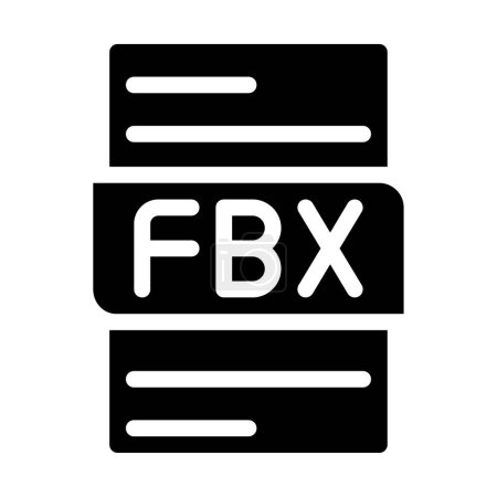 Illustration for File type format fbx icons. document extension soild style graphic design - Royalty Free Image