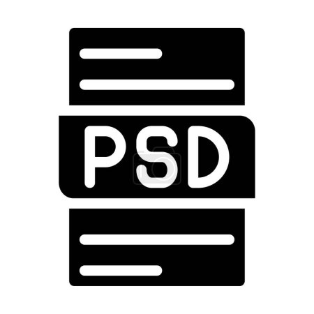 Ilustración de Tipo de archivo format psd icons. extensión del documento diseño gráfico de estilo soild - Imagen libre de derechos