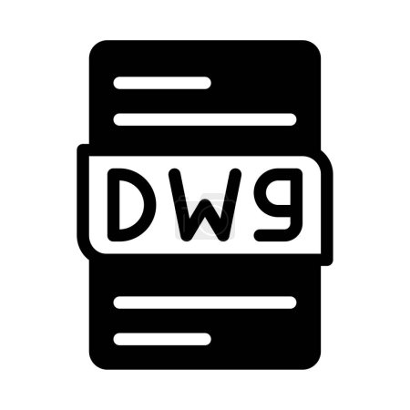 icônes de type de fichier au format Dwg. icône symbole extension de document. avec un dessin de contour de remplissage noir