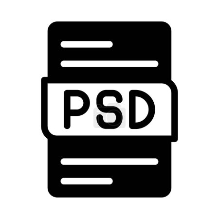 Psd-Format Dateityp-Symbole. Symbolsymbol für die Dokumentenerweiterung. mit schwarzem Fill Outline Design