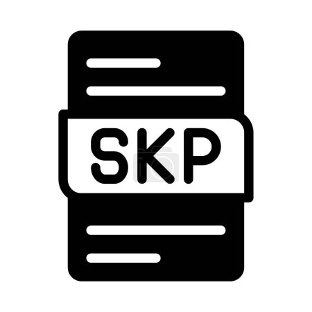Symbole für Dateitypen im Skp-Format. Symbolsymbol für die Dokumentenerweiterung. mit schwarzem Fill Outline Design