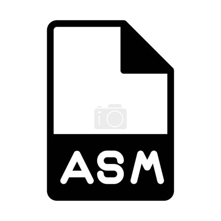 asm file type icon. document files and folder format symbol icons, in solid style.