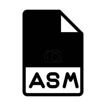 Asm file format icons. Files type symbol document icon. With a black fill design style