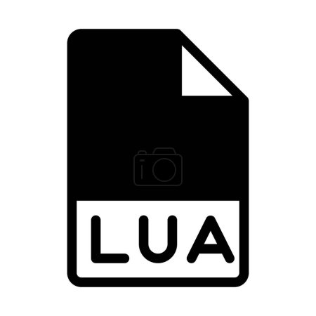 Ilustración de Iconos de formato de archivo Lua. Tipo de archivo icono de documento de símbolo. Con un estilo de diseño de relleno negro - Imagen libre de derechos