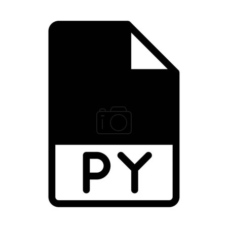 Icônes de format de fichier Py. Type de fichiers symbole document icône. Avec un style de remplissage noir