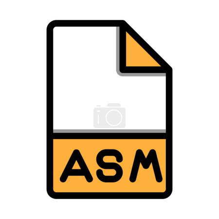 Asm file type format icon. extension document files icons symbol. with flat and outline style