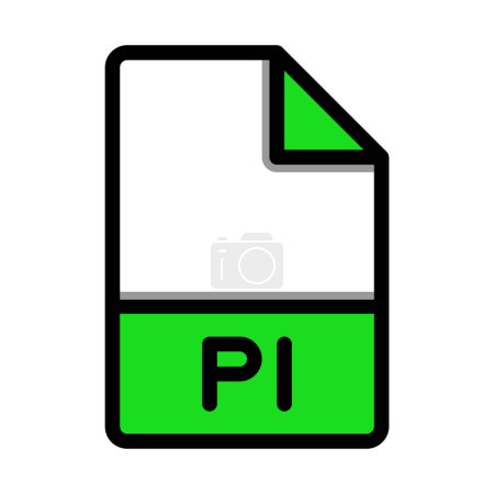 Pl Dateityp-Format-Symbol. Symbole für Erweiterungsdateien. mit flachem und konturiertem Stil