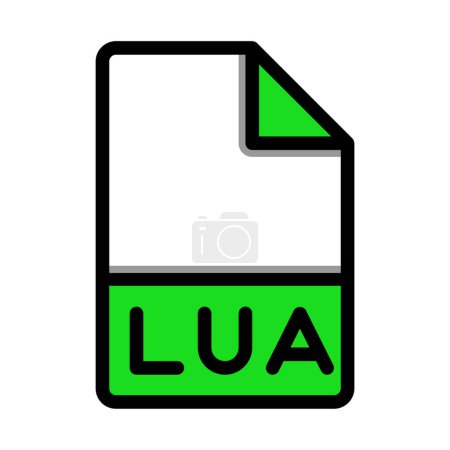 Ilustración de Icono de formato de archivo Lua. extensión documento archivos iconos símbolo. con estilo plano y contorno - Imagen libre de derechos
