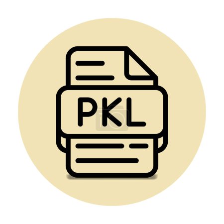 Ilustración de Icono de tipo de archivo Pkl. archivos y extensión de formato de documento. con un diseño de estilo de contorno y fondo crema - Imagen libre de derechos
