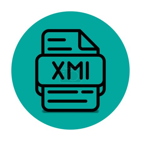 Xml file type icon. files and document format extension. with an outline style design and a turquoise green background