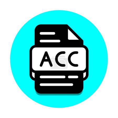 Illustration for Acc file type database icon. document files and format extension symbol icons. with a solid style and a light blue background - Royalty Free Image