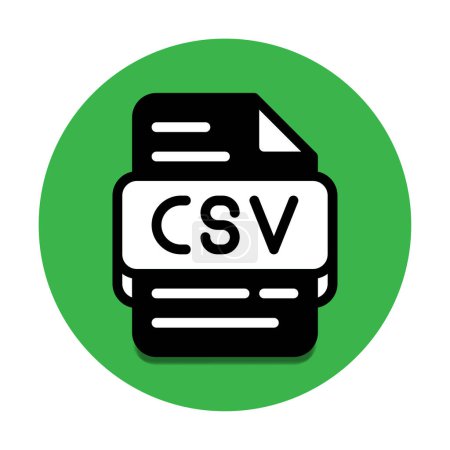 Icono de base de datos de tipo de archivo Csv. documentos e iconos de símbolo de extensión de formato. con un estilo sólido y fondo verde