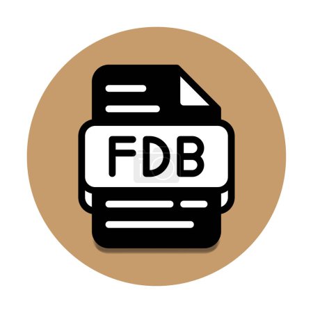 Fdb file type database icon. document files and format extension symbol icons. with a solid style and light brown background