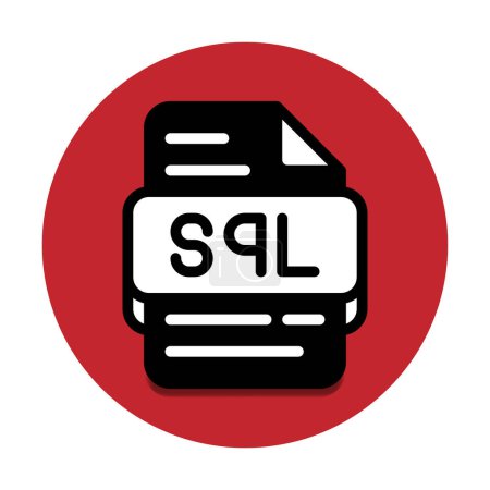 Sql Dateityp Datenbank-Symbol. Dokumentdateien und Symbolsymbole zur Formaterweiterung. in roter Uniform