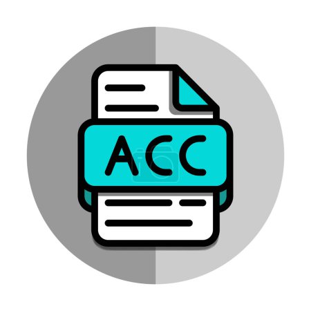 Acc iconos de datos de archivos. documento archivos formato de programación icono de símbolo. con un estilo de diseño gráfico plano