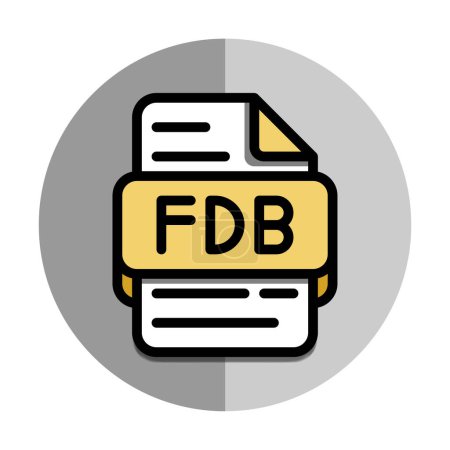 Fdb file type icons. file format symbol icon. with flat style and background.